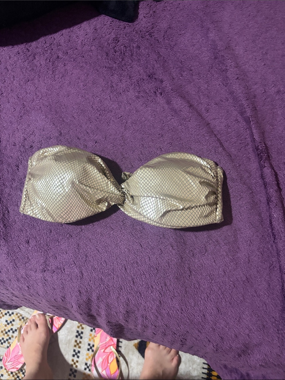 H&M Metallic Gold Bandeau Bikini Top